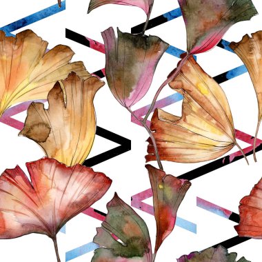 Ginkgo yaprağı deseni suluboya tarzında.