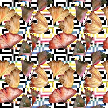 Ginkgo yaprağı deseni suluboya tarzında.