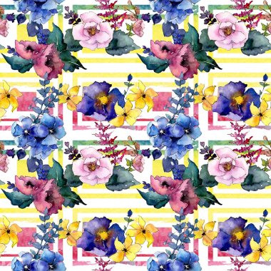 Buket çiçek deseni suluboya tarzında.