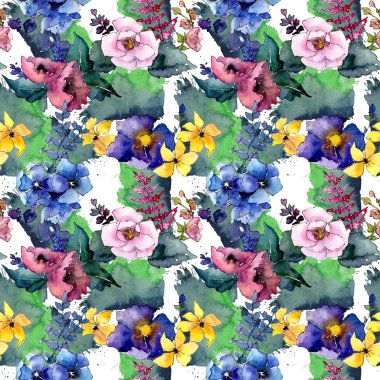 Buket çiçek deseni suluboya tarzında.