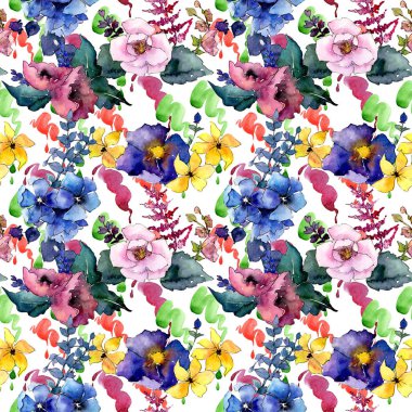 Buket çiçek deseni suluboya tarzında.