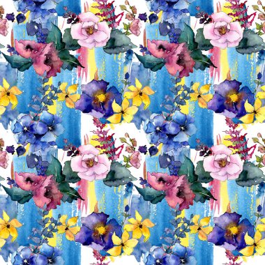 Buket çiçek deseni suluboya tarzında.