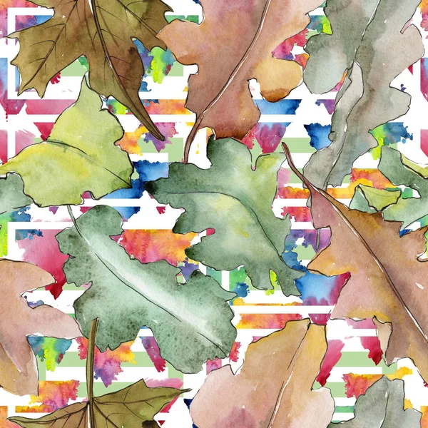 Oak leaves pattern in a watercolor style. — Stock Photo, Image