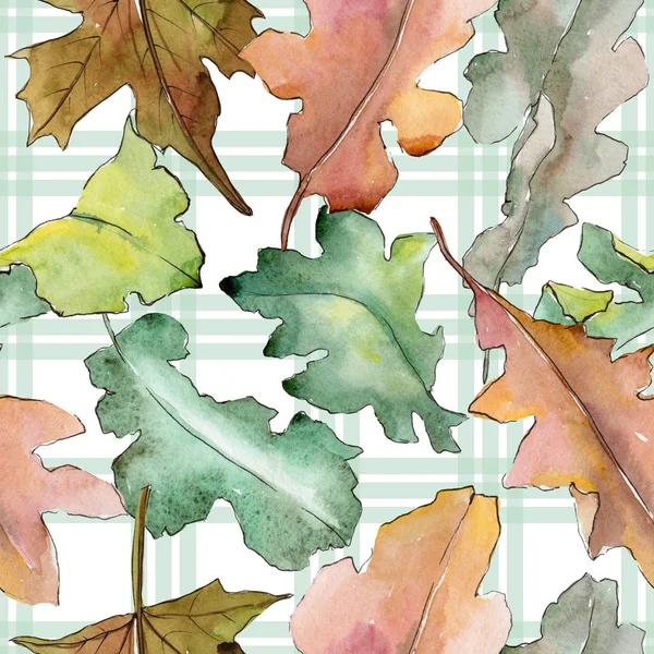 Dubové listy vzor ve stylu akvarelu. — Stock fotografie