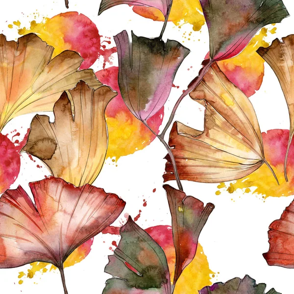 Візерунок листя Гінкго в стилі аквареллю. — стокове фото