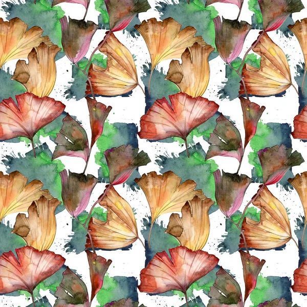 Ginkgo bladeren patroon in een aquarel stijl. — Stockfoto