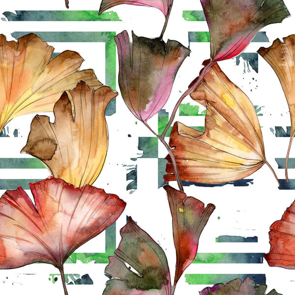 Ginkgo листья шаблон в акварели стиле
.