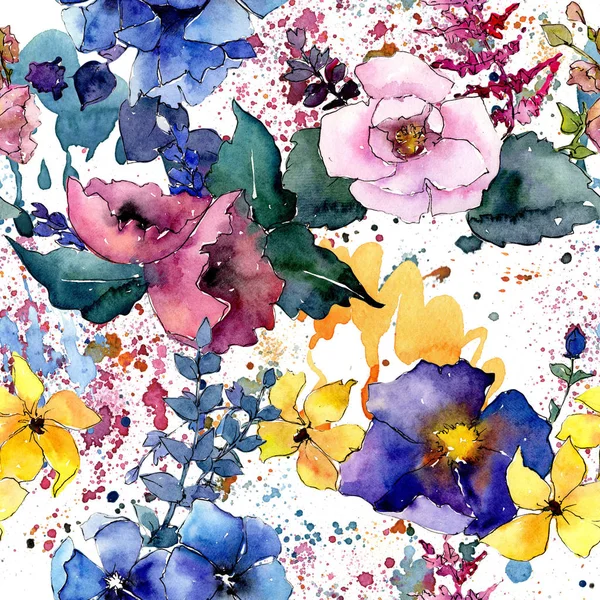 Bouquet flower pattern in a watercolor style. — Stock Photo, Image