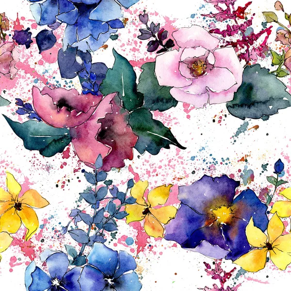 Bouquet motif de fleurs dans un style aquarelle . — Photo