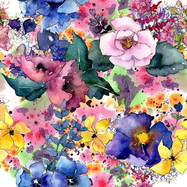 Bouquet flower pattern in a watercolor style. — Stock Photo, Image