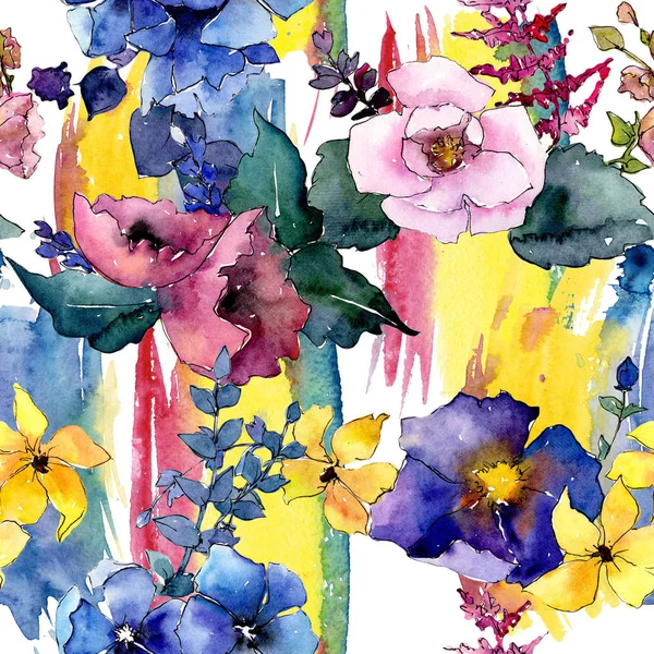 Bukett blommönster i akvarell stil. — Stockfoto
