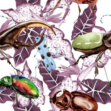 Egzotik böcekler vahşi böcek desen suluboya tarzında.