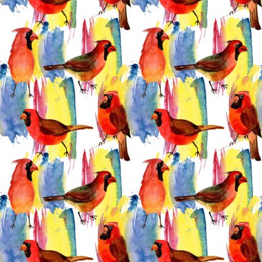 Gökyüzü kuş kırmızı yaban hayatı suluboya stili tarafından Kardinal desende.