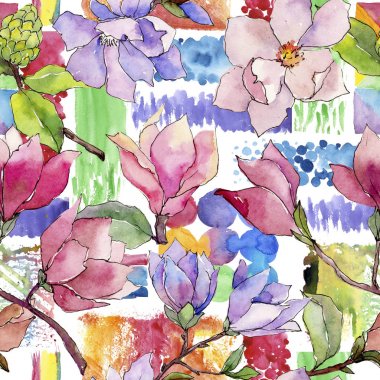 Kır çiçeği Manolya çiçek deseni suluboya tarzında.