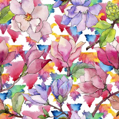 Kır çiçeği Manolya çiçek deseni suluboya tarzında.