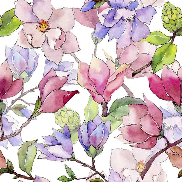 Patrón de flor de magnolia silvestre en un estilo de acuarela . — Foto de Stock