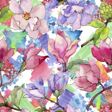 Kır çiçeği Manolya çiçek deseni suluboya tarzında.