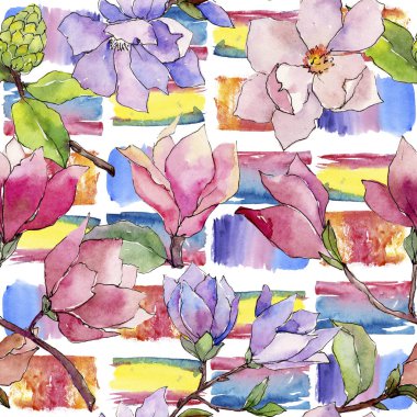 Kır çiçeği Manolya çiçek deseni suluboya tarzında.