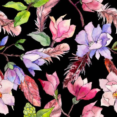 Kır çiçeği Manolya çiçek deseni suluboya tarzında.