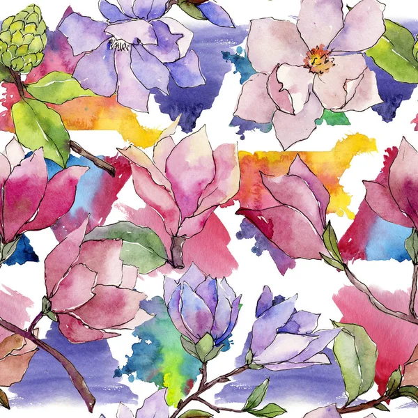 Wildflower magnolia flower pattern in a watercolor style. — Stock Photo, Image