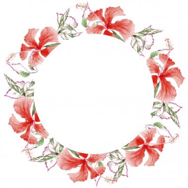 Kır çiçeği gül çiçek çelenk suluboya tarzında.