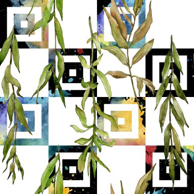 Söğüt dalları desen suluboya tarzında.