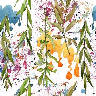 Söğüt dalları desen suluboya tarzında.