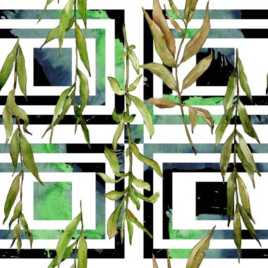 Söğüt dalları desen suluboya tarzında.