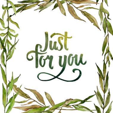 Söğüt dalları çerçeve suluboya tarzında.