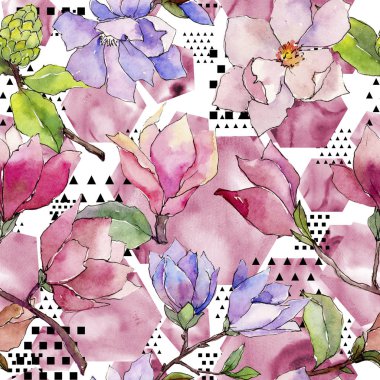 Kır çiçeği Manolya çiçek deseni suluboya tarzında.