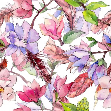 Kır çiçeği Manolya çiçek deseni suluboya tarzında.