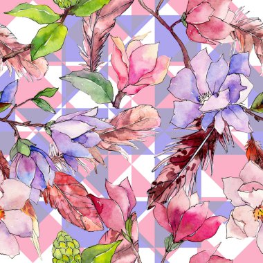 Kır çiçeği Manolya çiçek deseni suluboya tarzında.