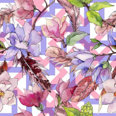 Kır çiçeği Manolya çiçek deseni suluboya tarzında.