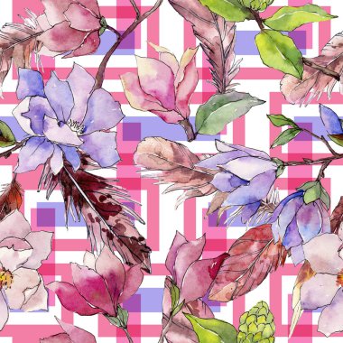 Kır çiçeği Manolya çiçek deseni suluboya tarzında.