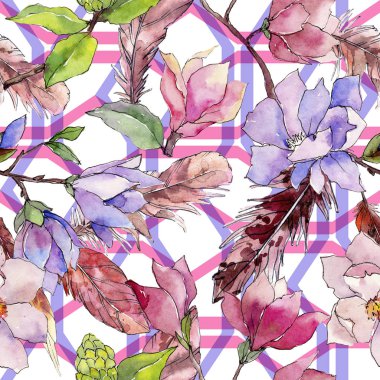 Kır çiçeği Manolya çiçek deseni suluboya tarzında.