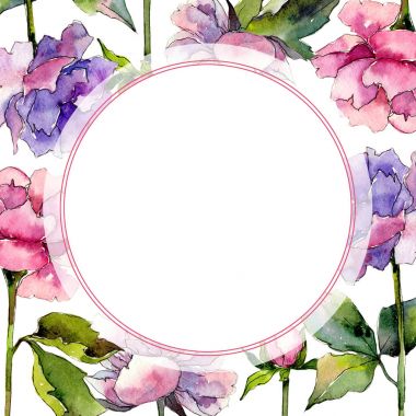 Kır çiçeği Şakayık çiçeği çerçeve suluboya tarzında.