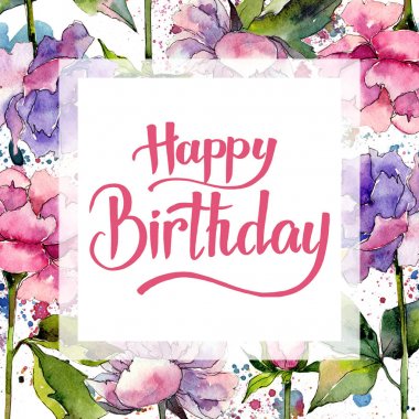 Kır çiçeği Şakayık çiçeği çerçeve suluboya tarzında.