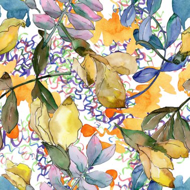 Akasya yaprağı deseni suluboya tarzında.