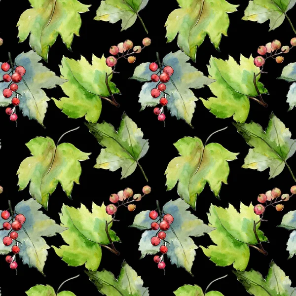 Узор листьев смородины в стиле акварели . — стоковое фото