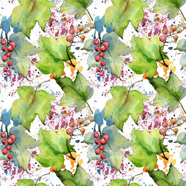 Currant leaves pattern in a watercolor style. — Stock Photo, Image