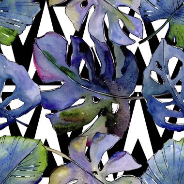 Tropikal desen bir suluboya tarzında bırakır..