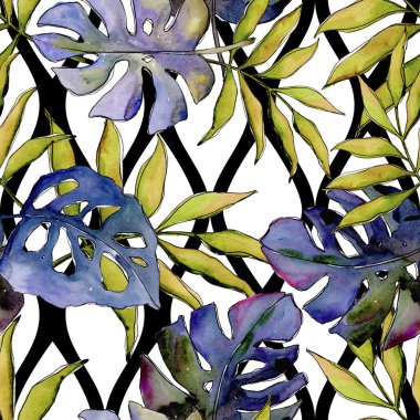 Tropikal desen bir suluboya tarzında bırakır..