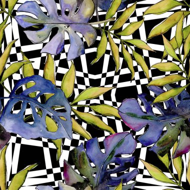 Tropikal desen bir suluboya tarzında bırakır..