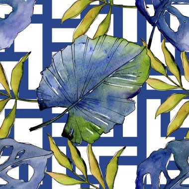 Tropikal desen bir suluboya tarzında bırakır..