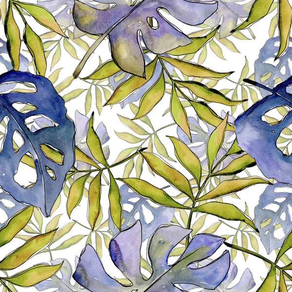 Tropische bladeren patroon in een aquarel stijl. — Stockfoto