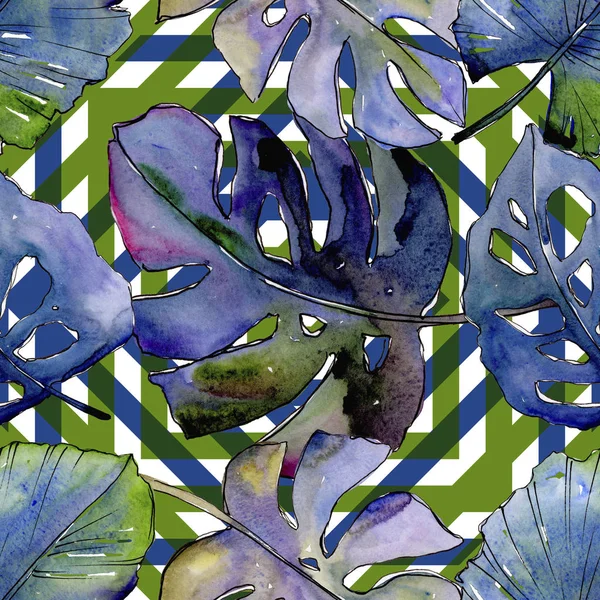 Modèle de feuilles tropicales dans un style aquarelle . — Photo