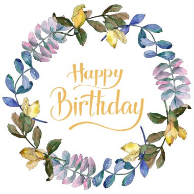 Akasya çelenk suluboya tarzında bırakır..