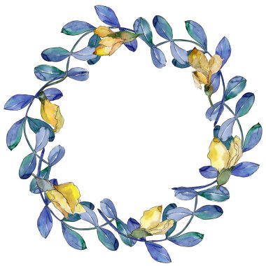 Akasya çelenk suluboya tarzında bırakır..