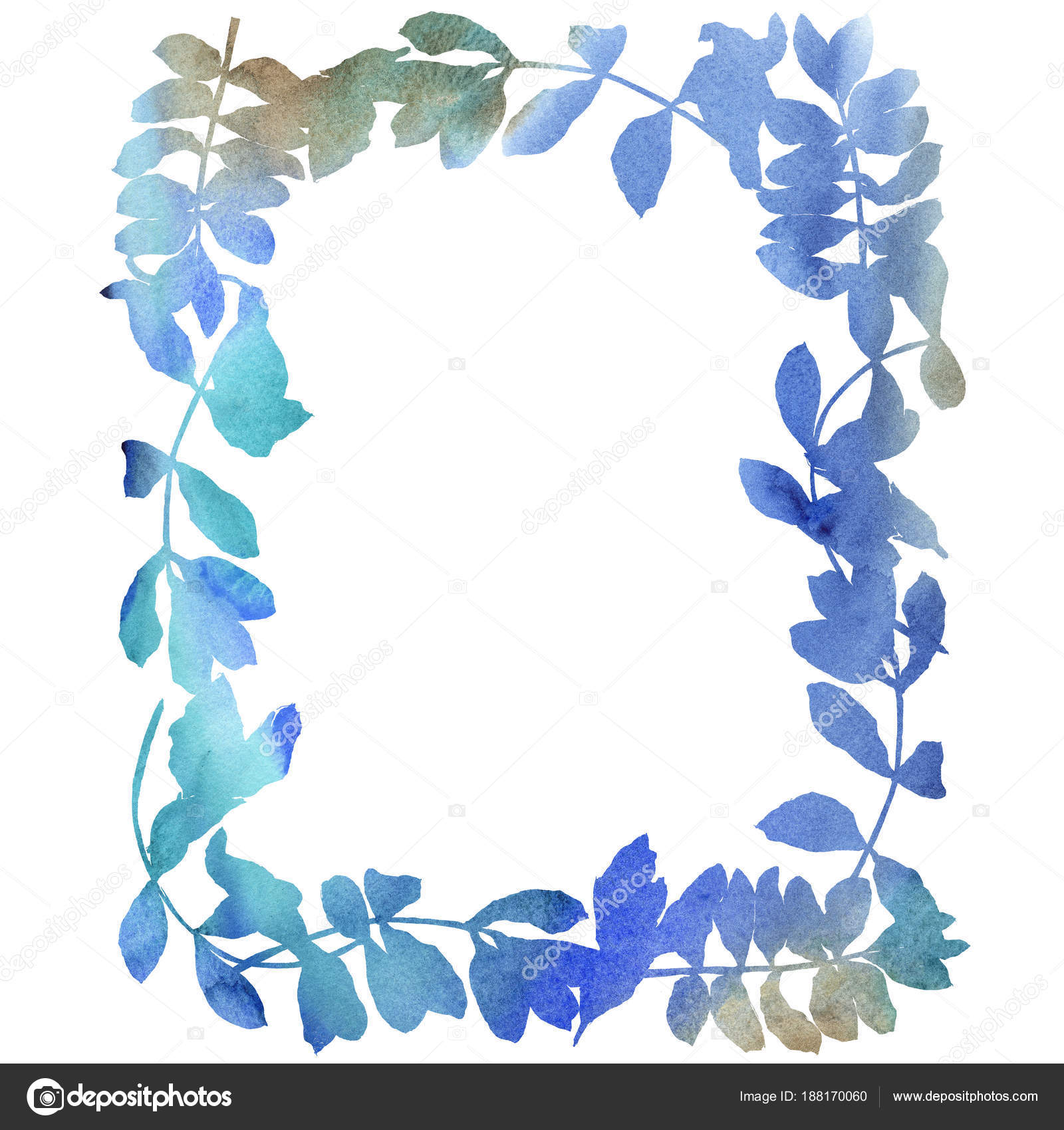 Acacia Leaves Frame In A Watercolor Style Stock Photo