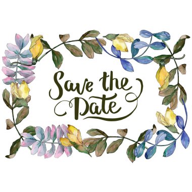 Akasya çerçeve bir suluboya tarzında bırakır..